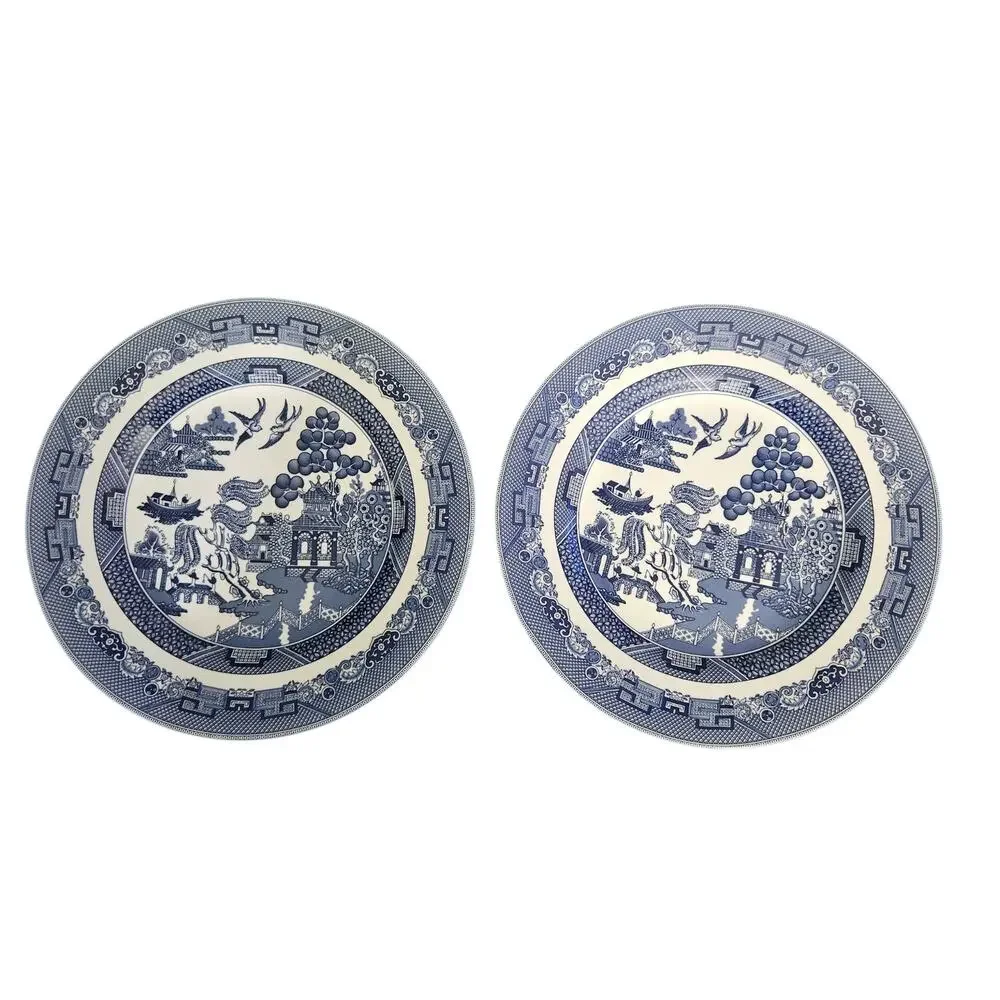 Johnson Bros Blue Willow Dinner Plates Set of 2 Made in England Blue White China